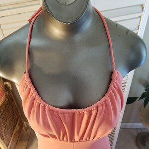 Peach halter neck ruffle top sales