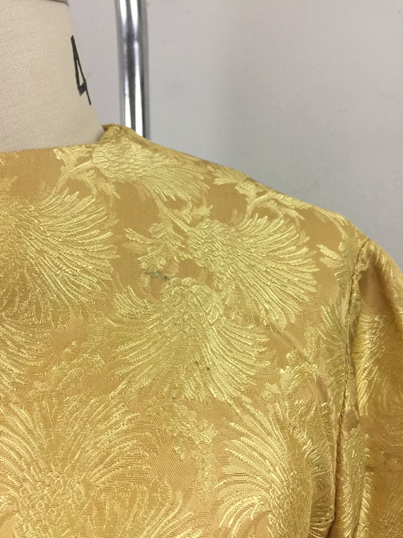 Vintage 50s 60s Gold Floral Brocade Top and Skirt… - image 6