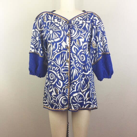 Vintage 80s JEANNE MARC Avant Garde Art Blouse No… - image 1