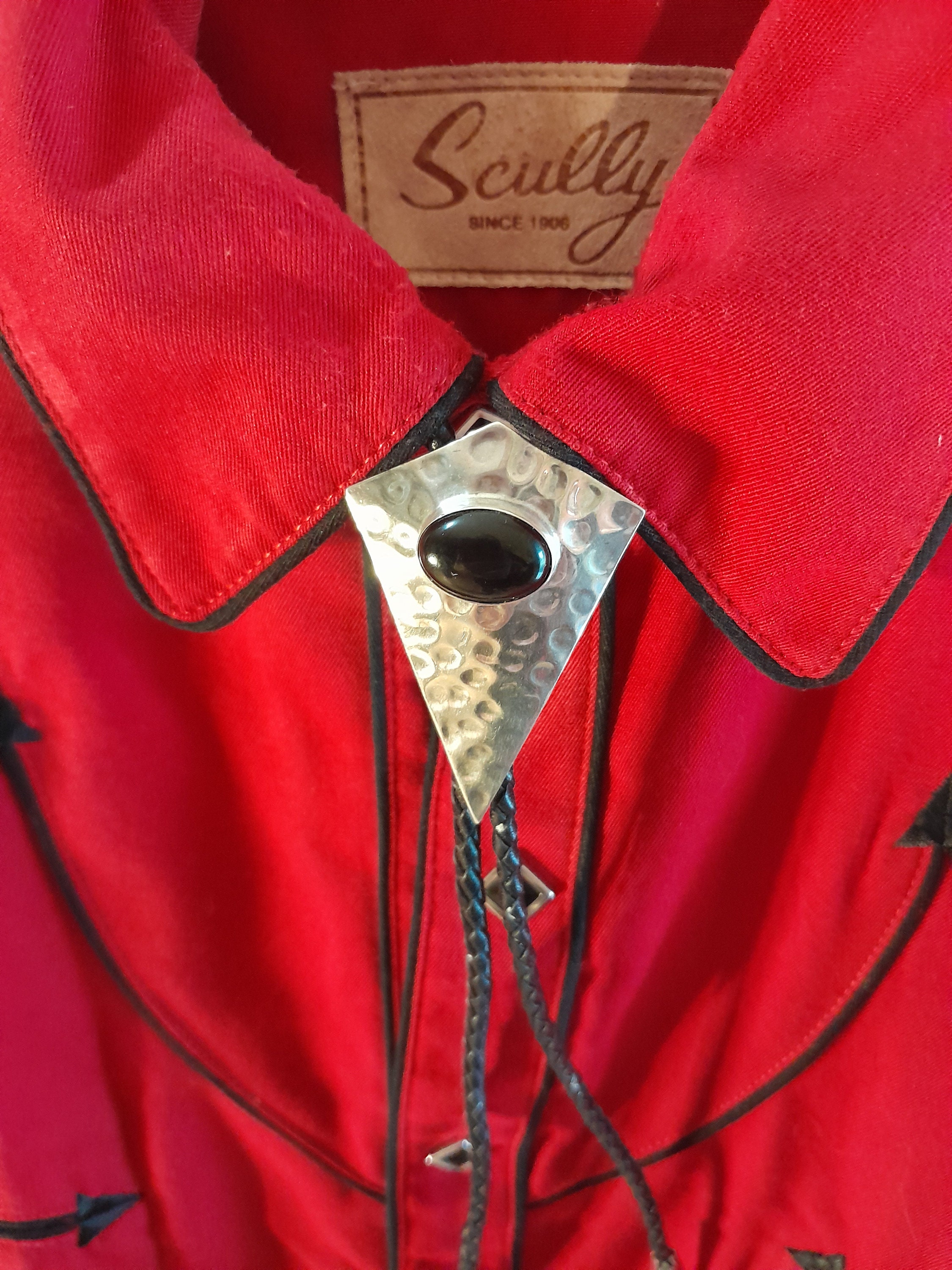 Vintage 80s/90s Mens Red/black Scully Western Shirt Pearl Snap 