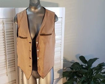 Vintage 70s Reversible Brown Leather Vest 40' Chest