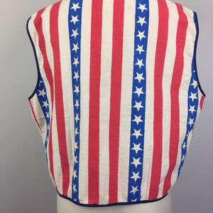 Vintage 60s Paper Vest Stars and Stripes Red White Blue Novelty Mod RARE M/L image 4