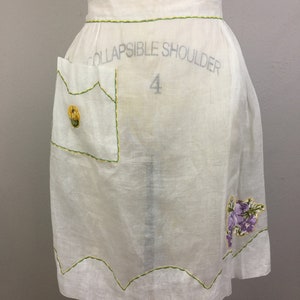 Vintage 40s 50s Apron Sheer White Appliqué Flowers image 2