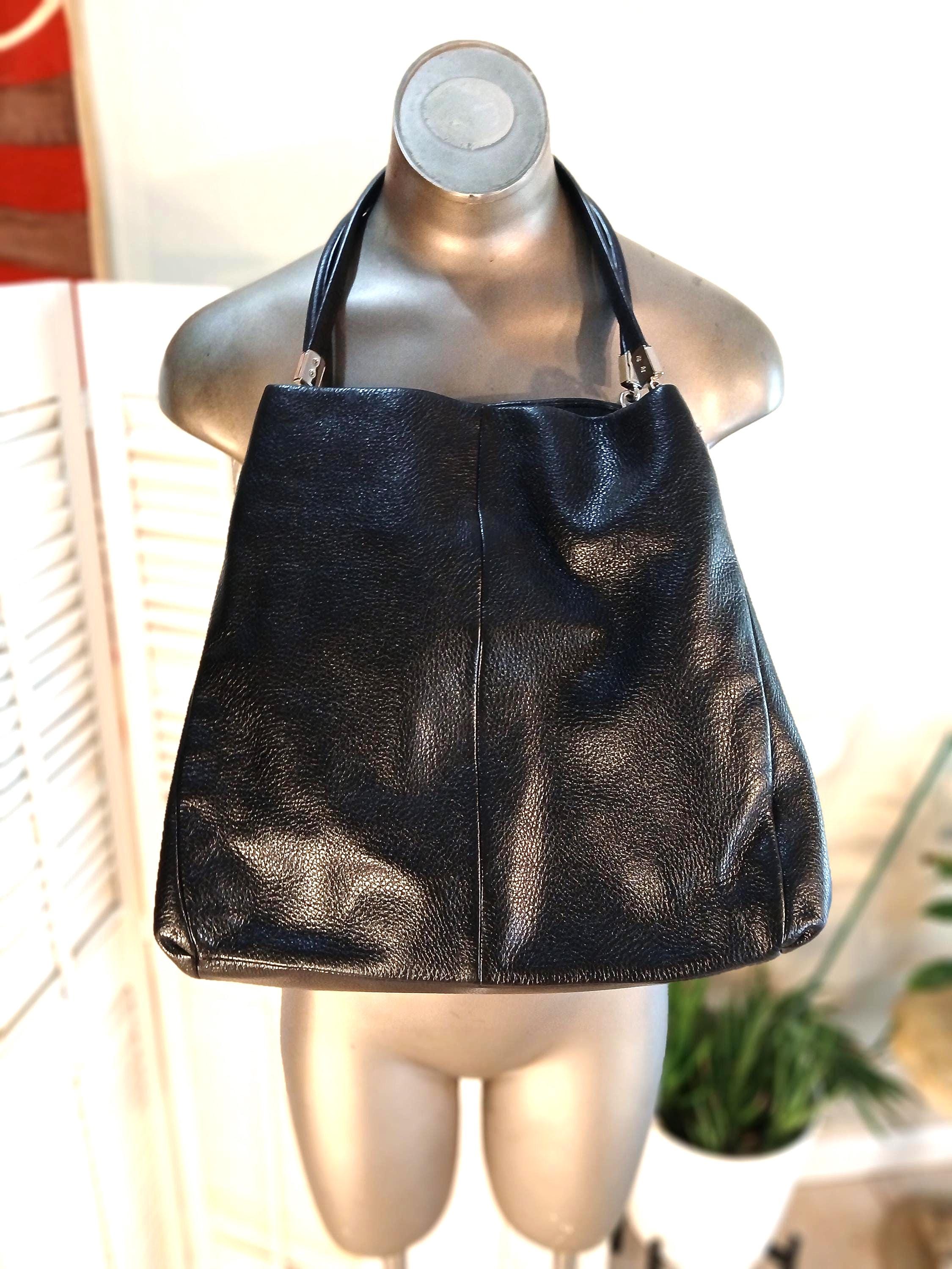 Vintage COACH Madison Phoebe Tumbled Black Leather 3 Section 