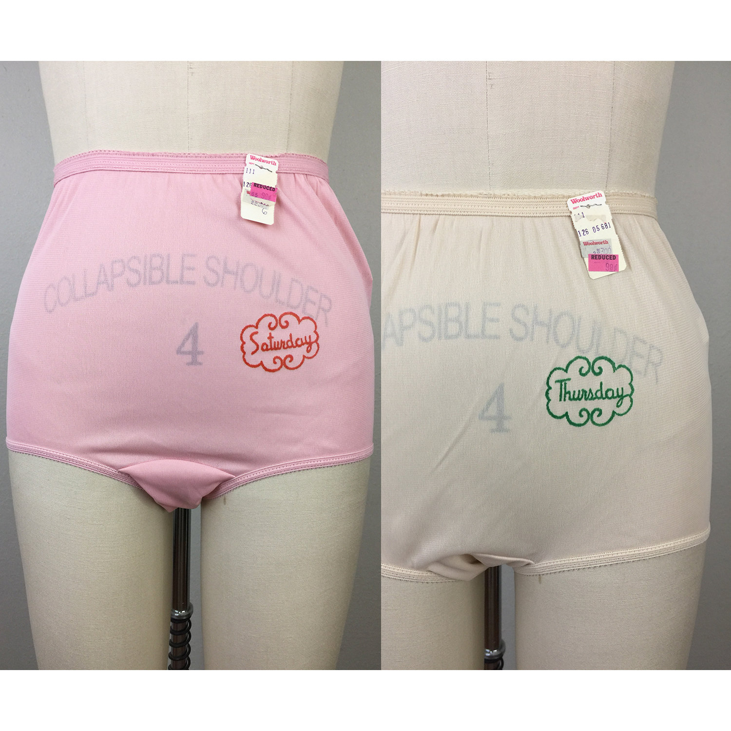 Vintage 60s Days of the Week Underpants Panties Thursday Saturday Pink &  Nude 1960s DEADSTOCK Lingerie 6/M 