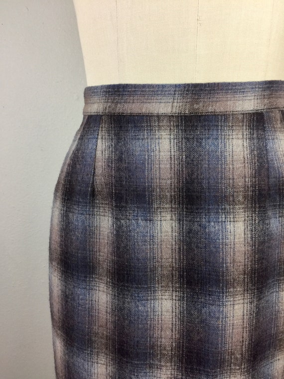 Vintage 50s Plaid Wool Pencil Skirt 1950s Pin Up … - image 2