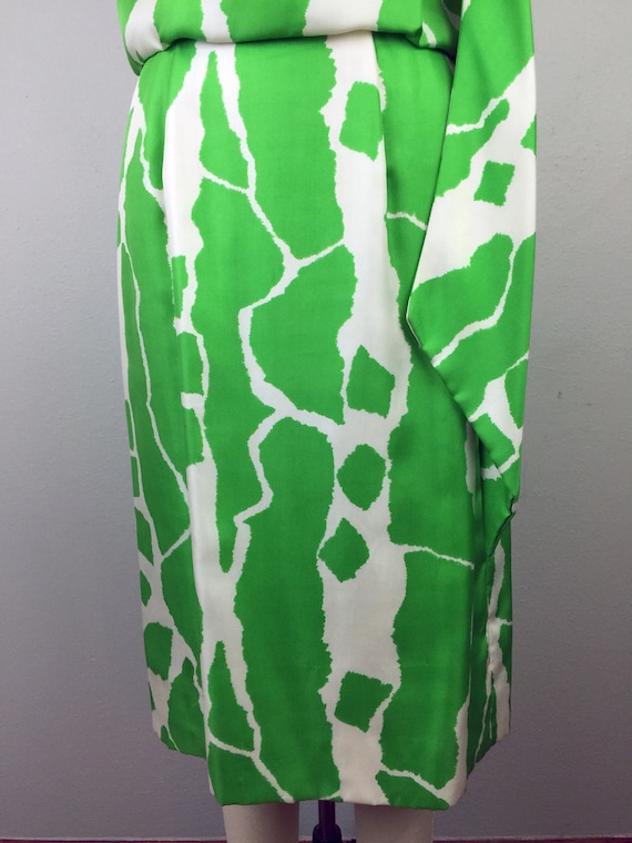 Vintage 60s Suzy Perette Dress Green and White Op… - image 4