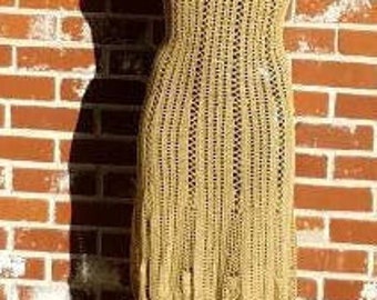 Vintage 20s Style Crochet Dress Hand Crocheted Deco S Scallop Hem