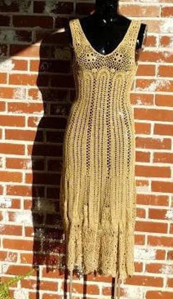 Vintage 20s Style Crochet Dress Hand Crocheted Dec