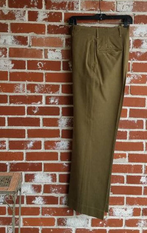 Vintage 30s 40s Army Green WW2 Trousers  Pants  M… - image 2