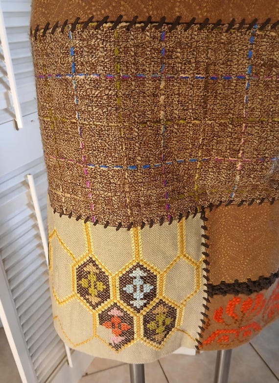 Vintage Tabitha Simmons Textile Patchwork Skirt /… - image 5