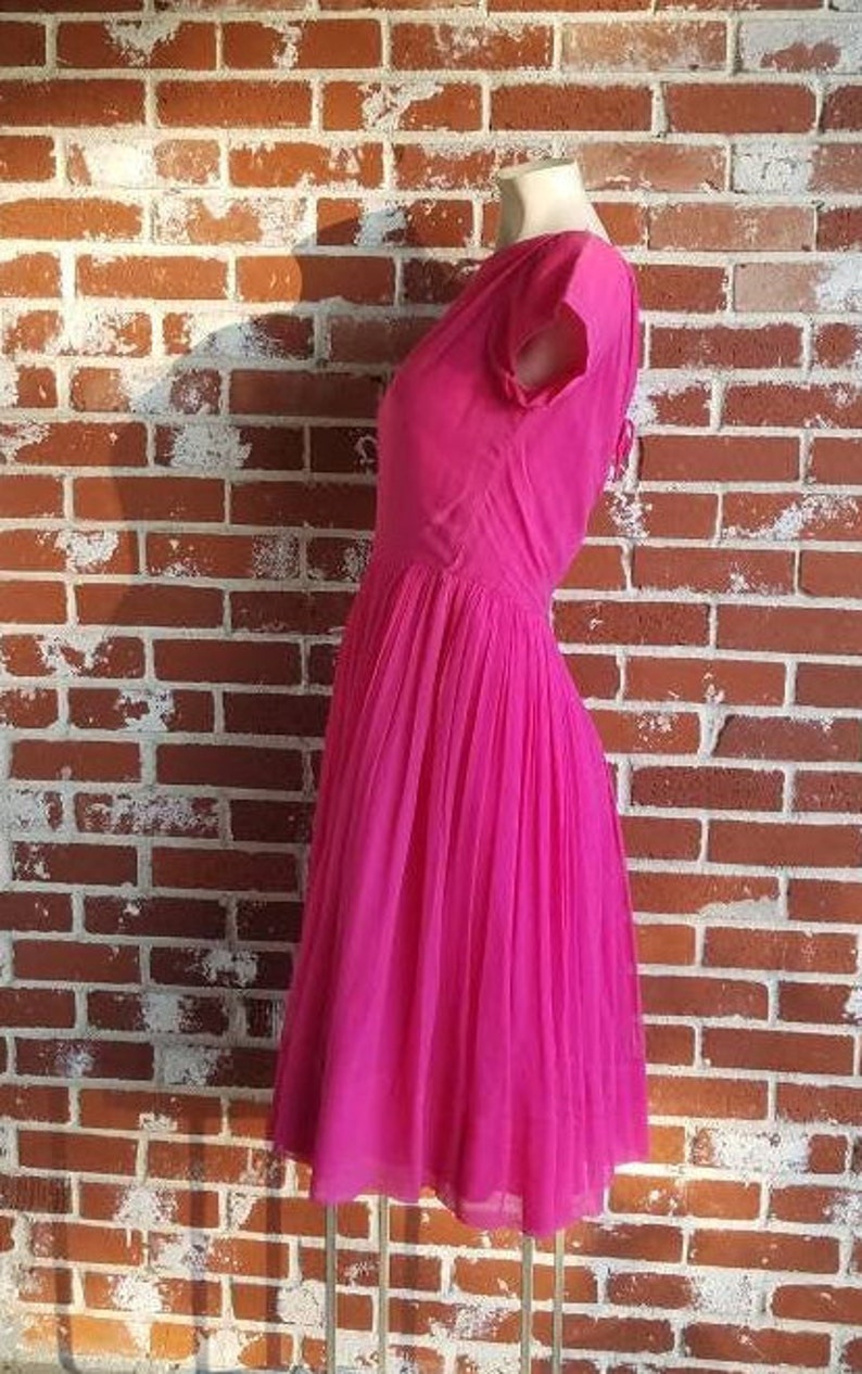 Vintage 60s/50s Pink Party Frock Mad Men Rockabilly M image 4