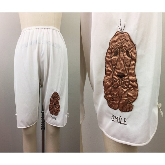 Vintage 60s Novelty DOG Petti Pants White Lingerie