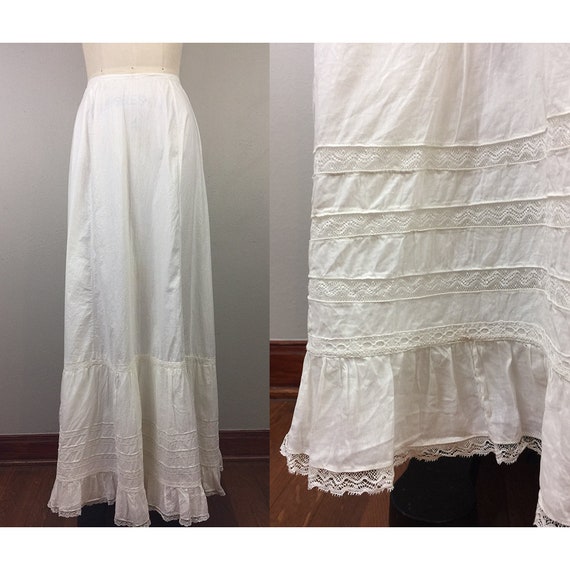 Vintage Antique Victorian White Cotton Petticoat S