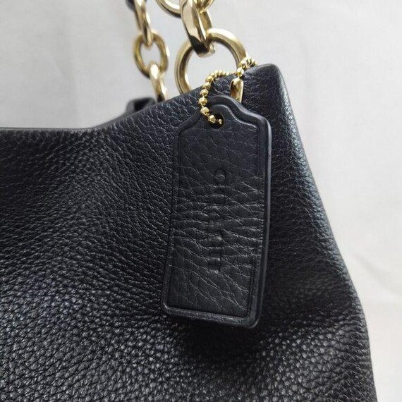 Vintage COACH Madison Phoebe Tumbled Black Leather 3 Section