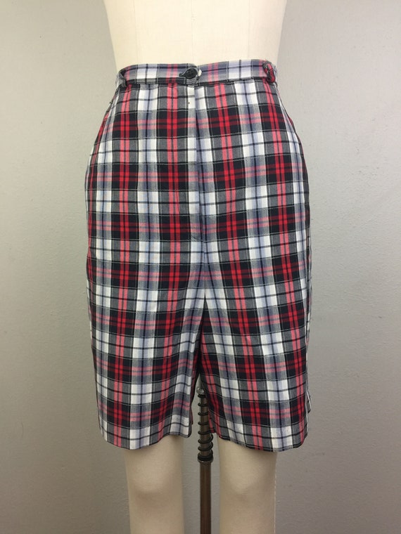 Red and white plaid shorts Clearance