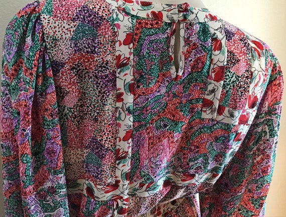 80s Fab Susan FREIS Splatter Print Flowered Pleat… - image 2