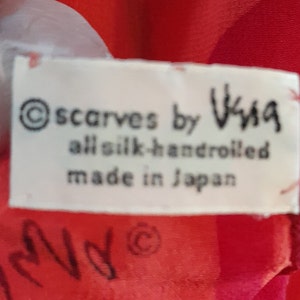Vintage 60s Vera Scarf Long Shape / Leaf Design / Hand Rolled Silk / Made in Japan image 3