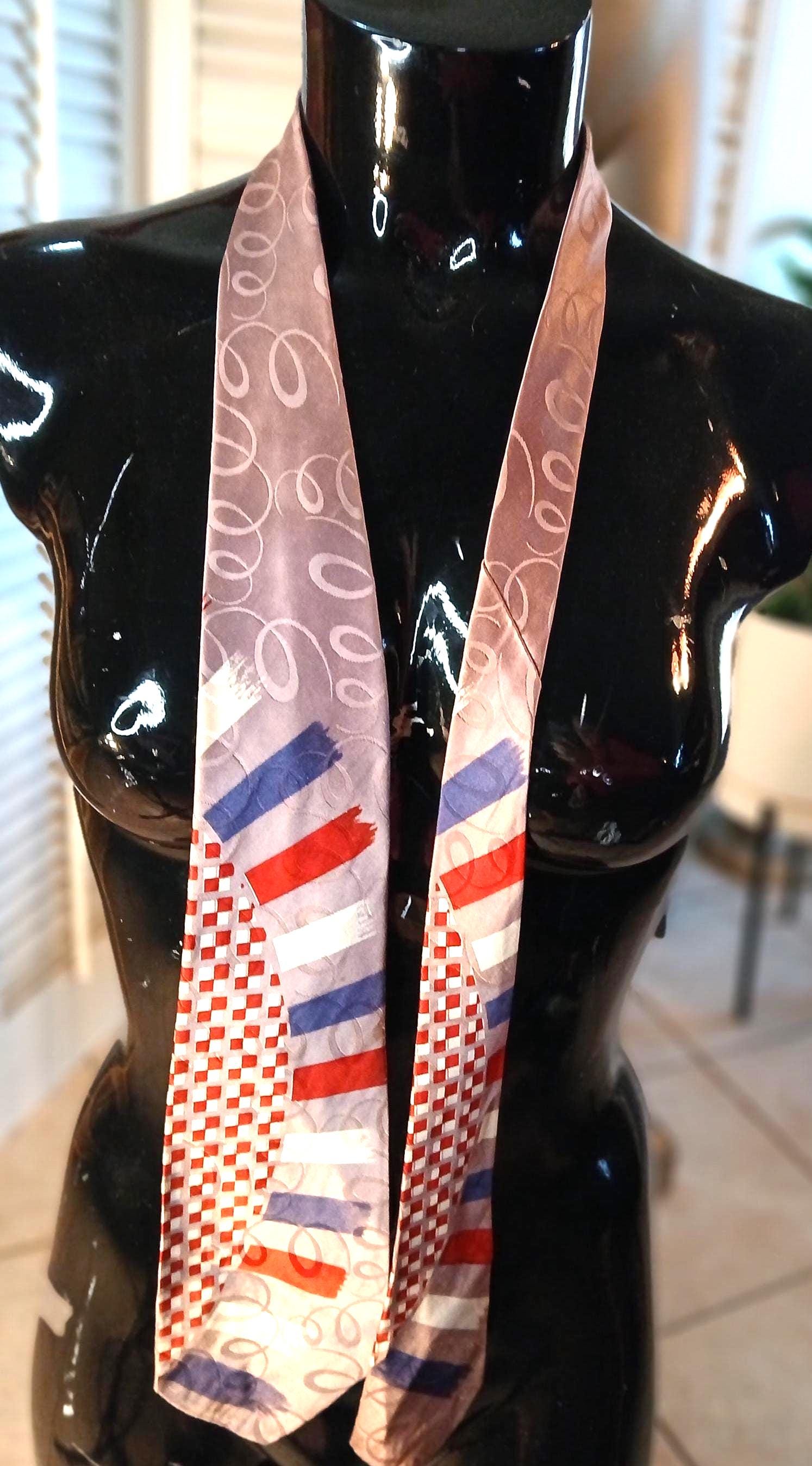 1940's ヴィンテージ ネクタイ 40s デッドストック 変わったデザイン ネクタイ 水色 紺色