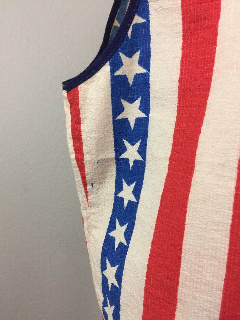 Vintage 60s Paper Vest Stars and Stripes Red White Blue Novelty Mod RARE M/L image 8