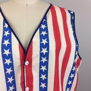 Vintage 60s Paper Vest Stars and Stripes Red White Blue Novelty Mod RARE M/L image 2