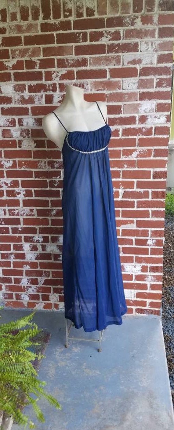 Vintage 60s Pegnoir Set Gown Robe Boudoir Blue Pin