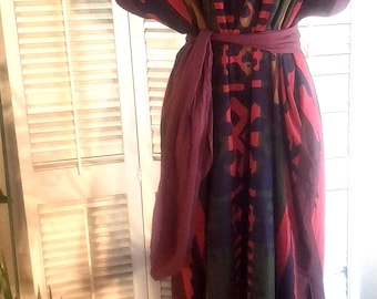 J Peterman Cotton Caftan w/Belt / Jewel Tone Colors /  Pockets / S/M