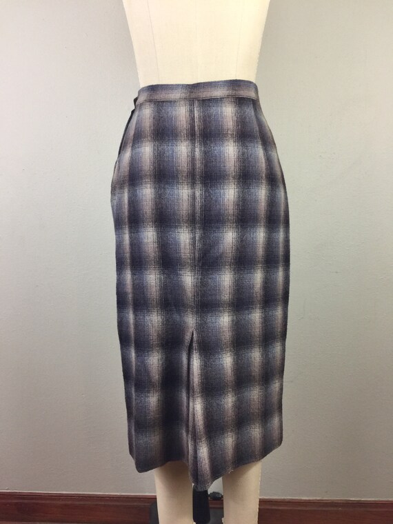 Vintage 50s Plaid Wool Pencil Skirt 1950s Pin Up … - image 3