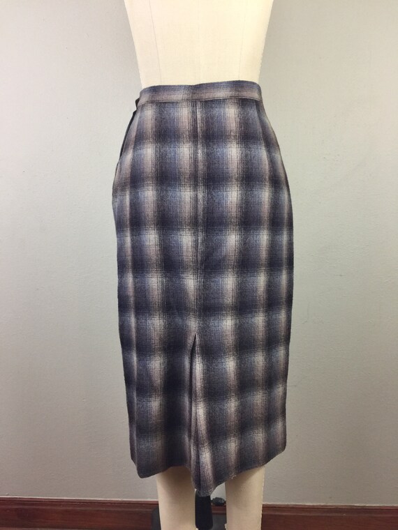 Vintage 50s Plaid Wool Pencil Skirt 1950s Pin up Rockabilly S Etsy