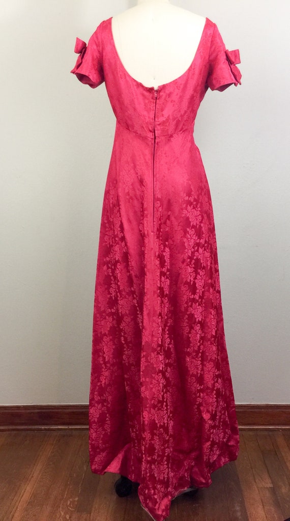 Vintage 60s Fuscia Pink Floral Brocade Satin Gown… - image 6