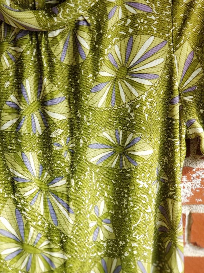 Vintage 1960s MOD PSYCHEDELIC Print Dress Soft Jersey Fabric Shift image 7