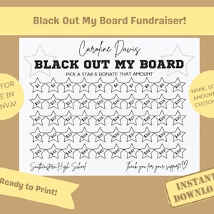 Black out my Board Fundraiser Printable, Cheerleading Team Fundraising Form, Editable in Canva, Sports Team Fundraiser, Sponsor my Season