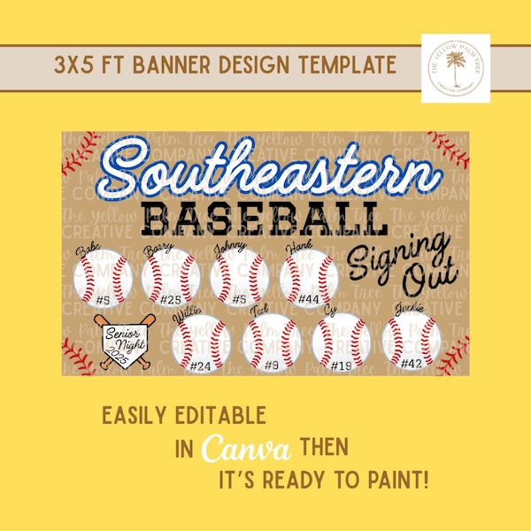 Baseball Senior Night Banner Template / Handprint Banner / Little League / Last Game / Painted Banner / Digital Download / Signing Out