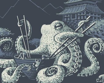 Camiseta de ramen de pulpo