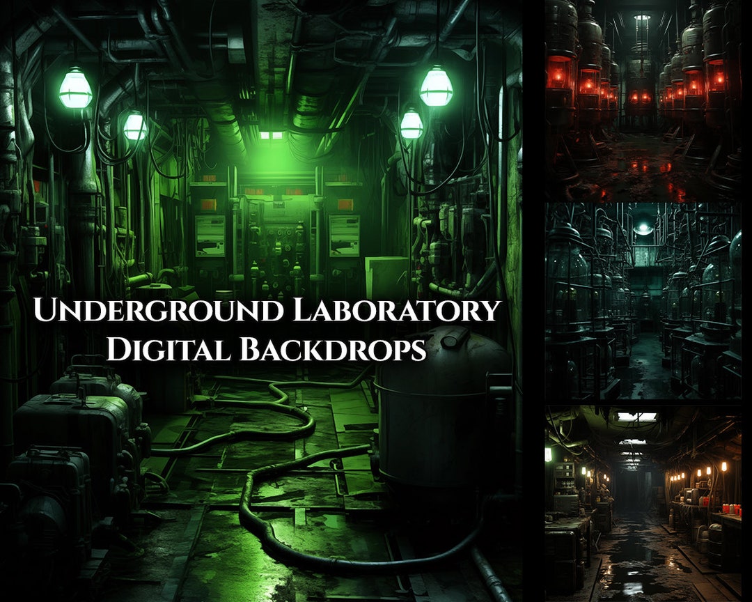 24 Underground Laboratory Digital Backdrops, Overlays