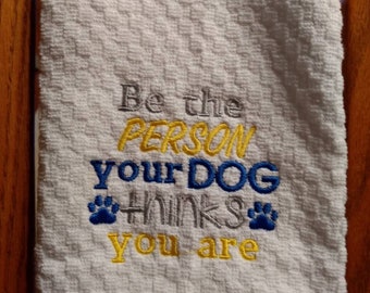 Dog love. Dog lover. Dog embroidered kitchen towels. Kitchen towel. Dogs