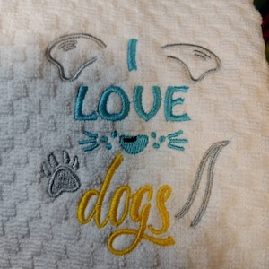 Dog  lovers kitchen towels I love dogs  dogs  gift for dog lovers  dog towel  kitchen towels with dogs