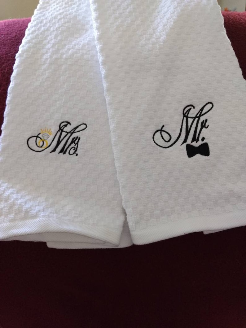 Mr. Mrs Kitchen Towel Set. Wedding Gift. Bridal Shower Gift. Etsy