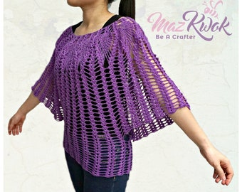 Lacy Love batwing top pdf crochet pattern ( size S - 3XL )