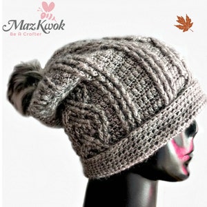 Modèle au crochet pdf de bonnet torsadé éternel (taille adulte)