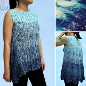 Asymmetrical hem tunic pdf crochet pattern ( size S - 3XL )