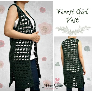 Forest girl vest pdf crochet pattern ( size M - 4XL )