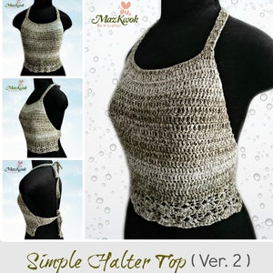 Simple halter top (version 2) pdf crochet pattern ( size S - 3XL )