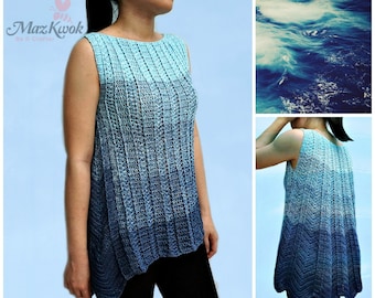 Asymmetrical hem tunic pdf crochet pattern ( size S - 3XL )