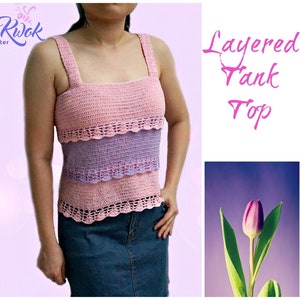 Layered tank top pdf crochet pattern ( size 2XS - 2XL )