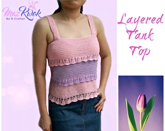 Layered tank top pdf crochet pattern ( size 2XS - 2XL )