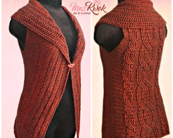 Crimson collared vest pdf crochet pattern ( size S - 3XL )