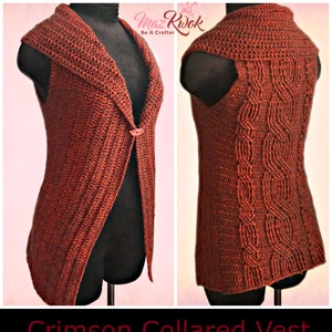 Crimson collared vest pdf crochet pattern ( size S - 3XL )