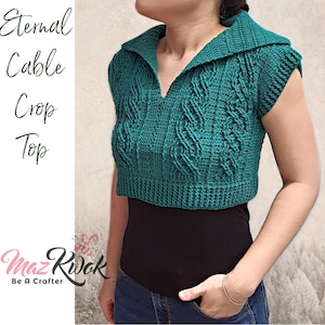 Eternal cable crop top pdf crochet pattern ( size S - 3XL )