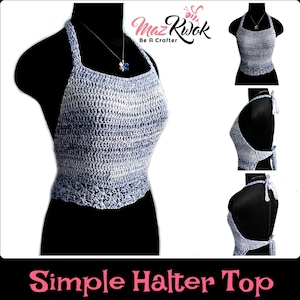 Simple halter top pdf crochet pattern ( size S - 3XL )